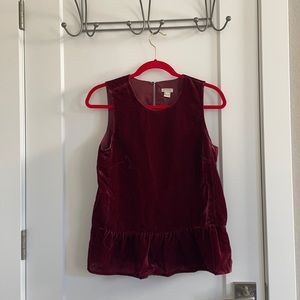 Red velvet peplum top